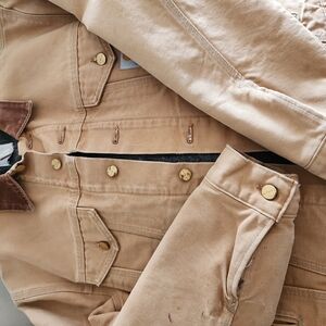 Tan Denim Jacket with Gold Buttons